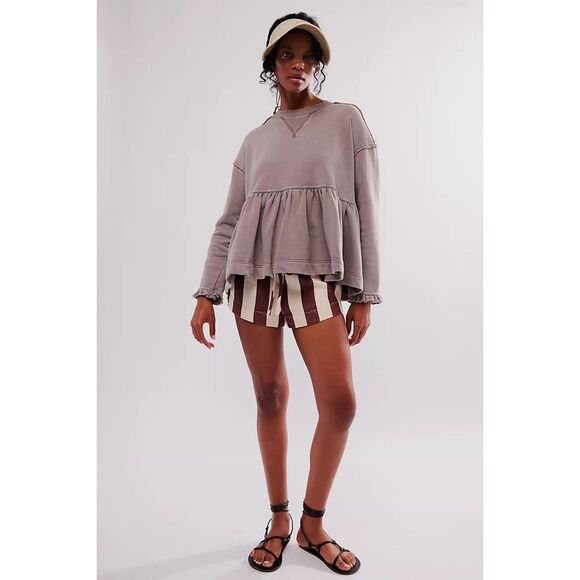 Free People Gray Peplum Sweatshirt - Picture 2 of 8